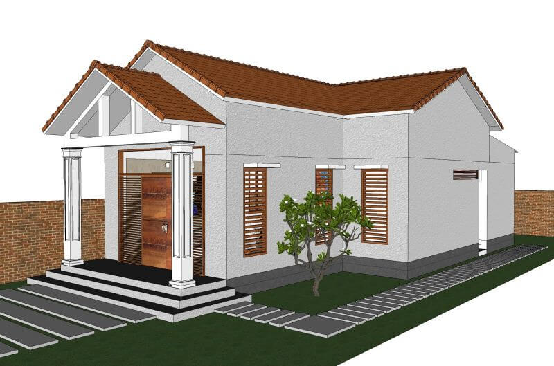 Concept 7 bản vẽ xây nhà cấp 4 chữ L mái Thái Lan đơn giản 500 triệu  T052022