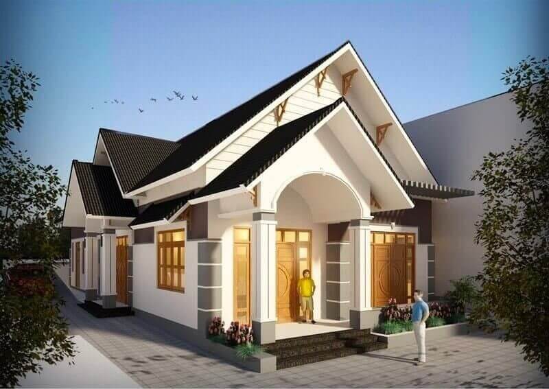 Nhà mái bằng 1 tầng đẹp, mẫu thiết kế nhà mái bằng 1 tầng NETNC4121 -  Vtkong Kts