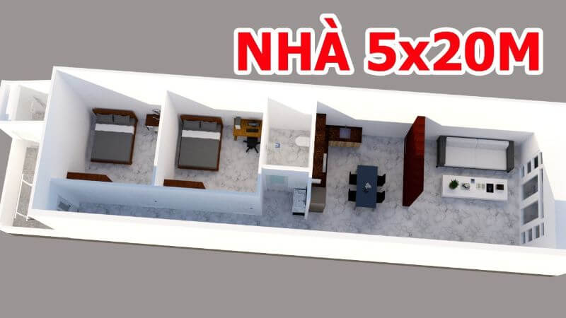 Mẫu nhà cấp 4 mái bằng 2 phòng ngủ đẹp  Thiết kế thi công nhà Đà Nẵng