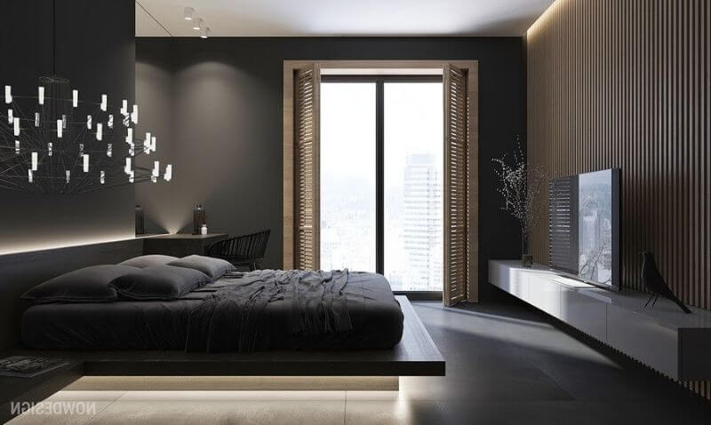 Thiết kế tinh tế quyến rũ của mẫu phòng ngủ tối màu